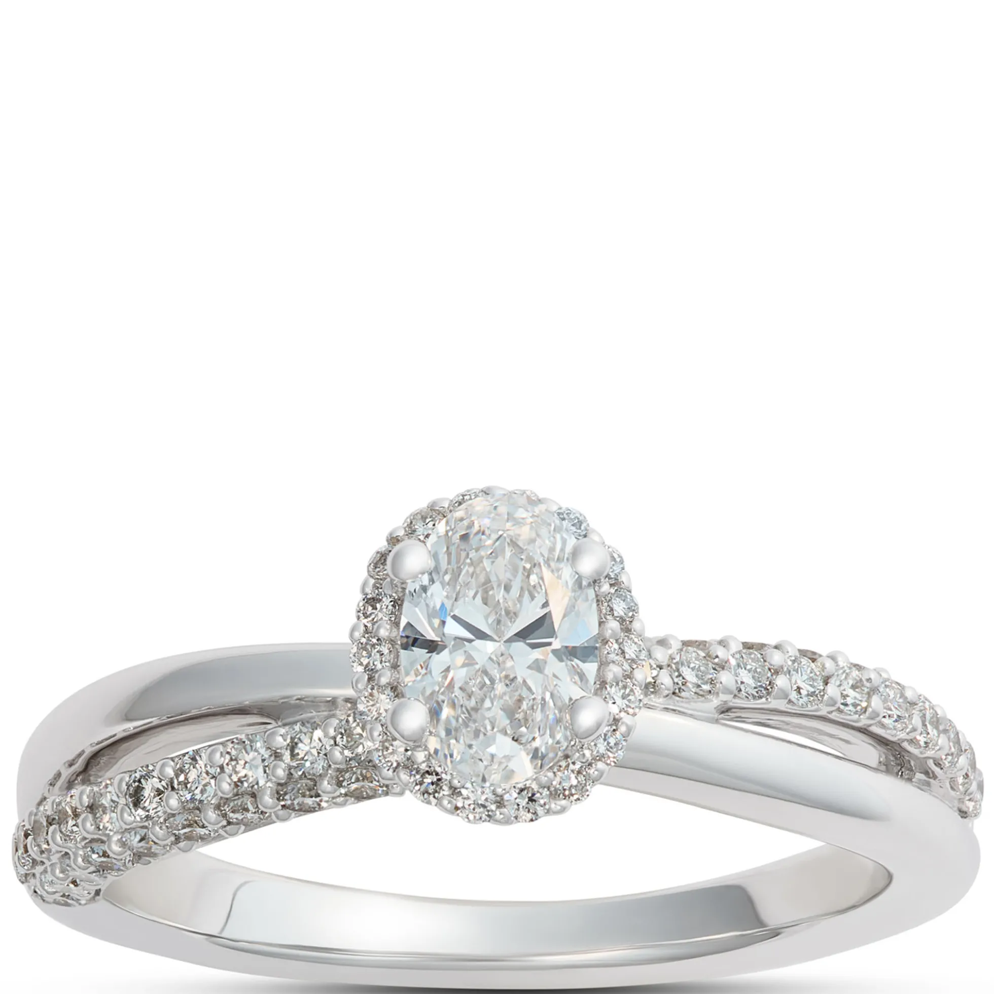 Split-Shank Oval Diamond Engagement Ring, 14k White Gold