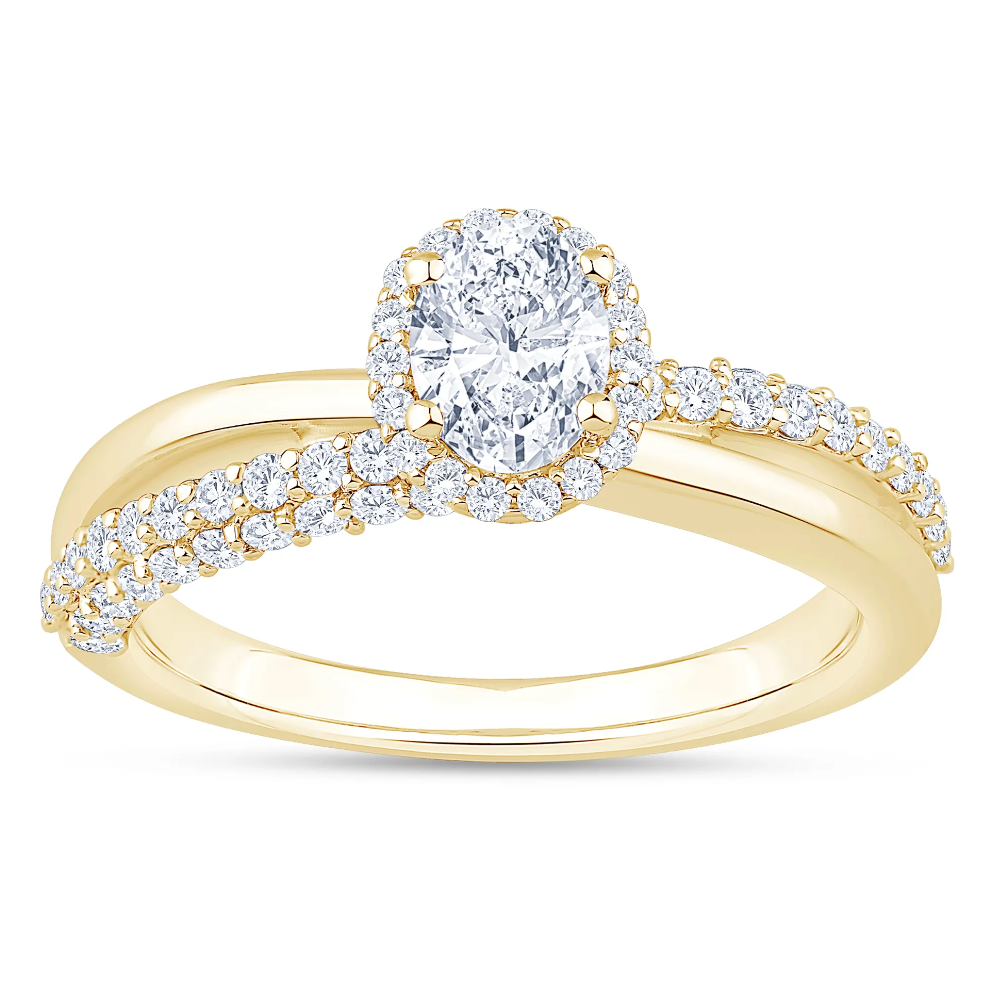 Split-Shank Oval Diamond Engagement Ring, 14k Yellow Gold