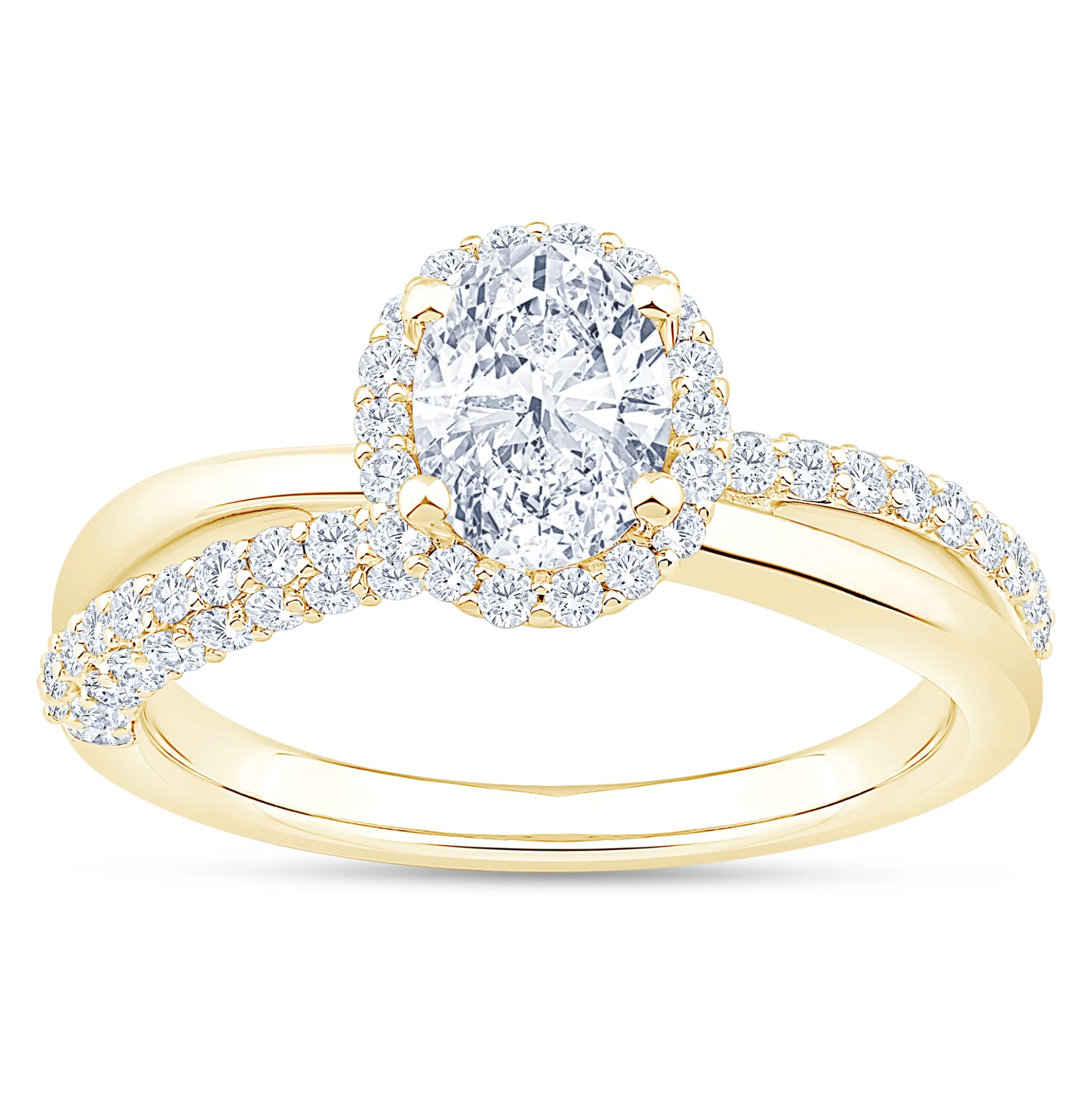 Split-Shank Oval Diamond Engagement Ring, 14k Yellow Gold