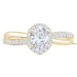 Split-Shank Oval Diamond Engagement Ring, 14k Yellow Gold