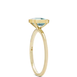 Square Bezel Set Aquamarine Ring, 14K