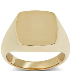 Square Cushion Signet Ring, 14K Yellow Gold