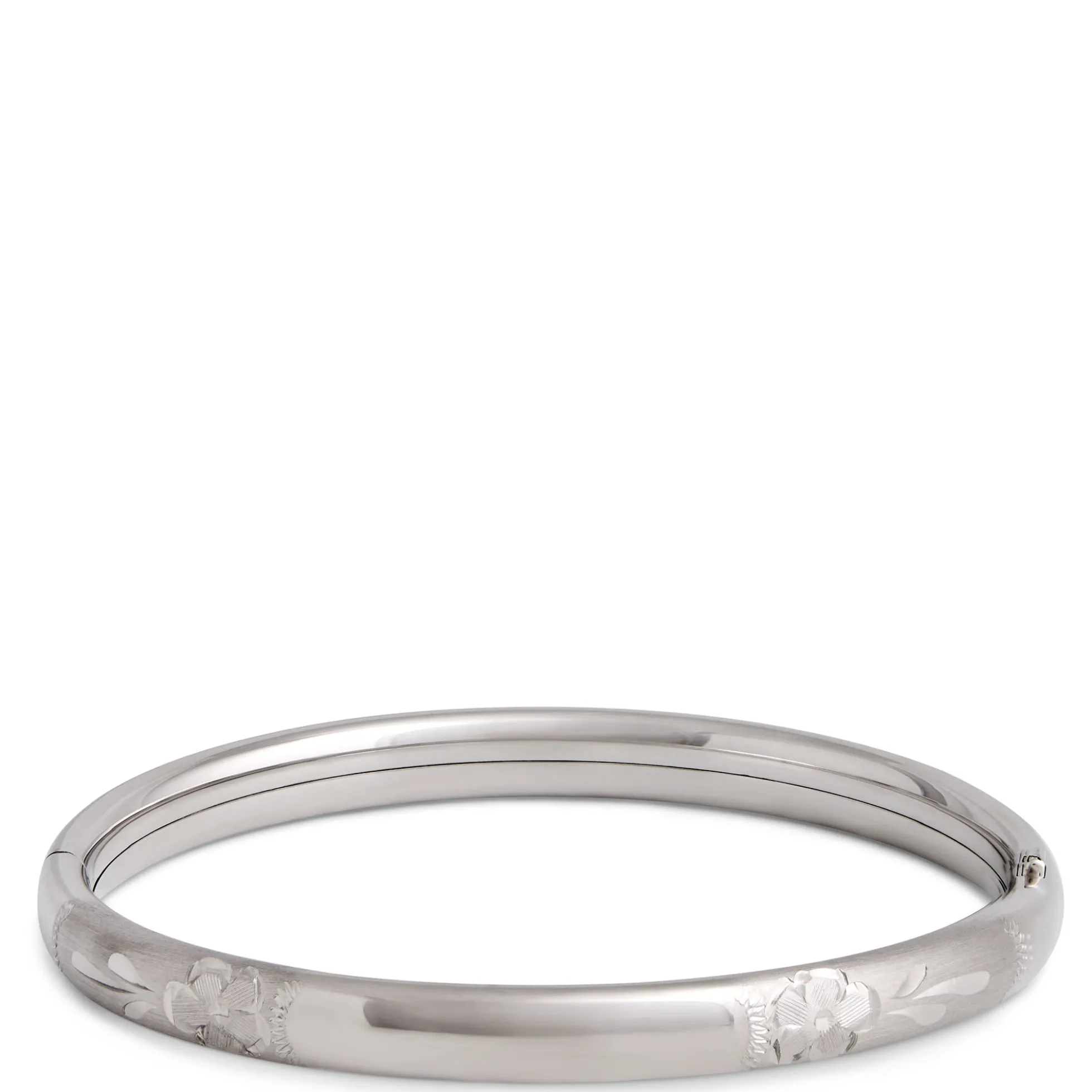 Stainless Steel Baby Bangle with Floral Engraving