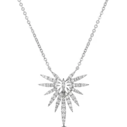 Starburst Diamond Pendant, 14k White Gold