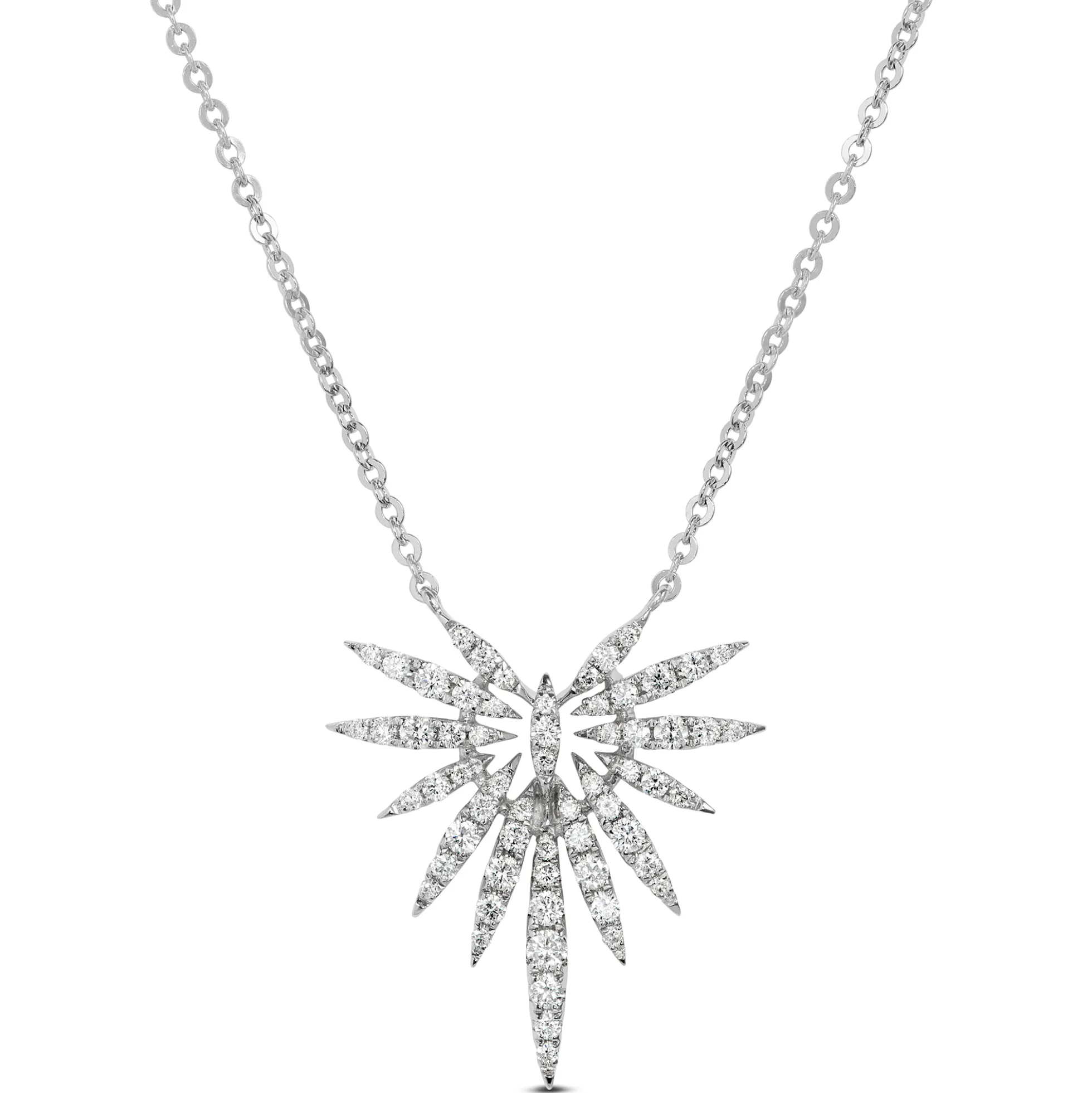 Starburst Diamond Pendant, 14k White Gold