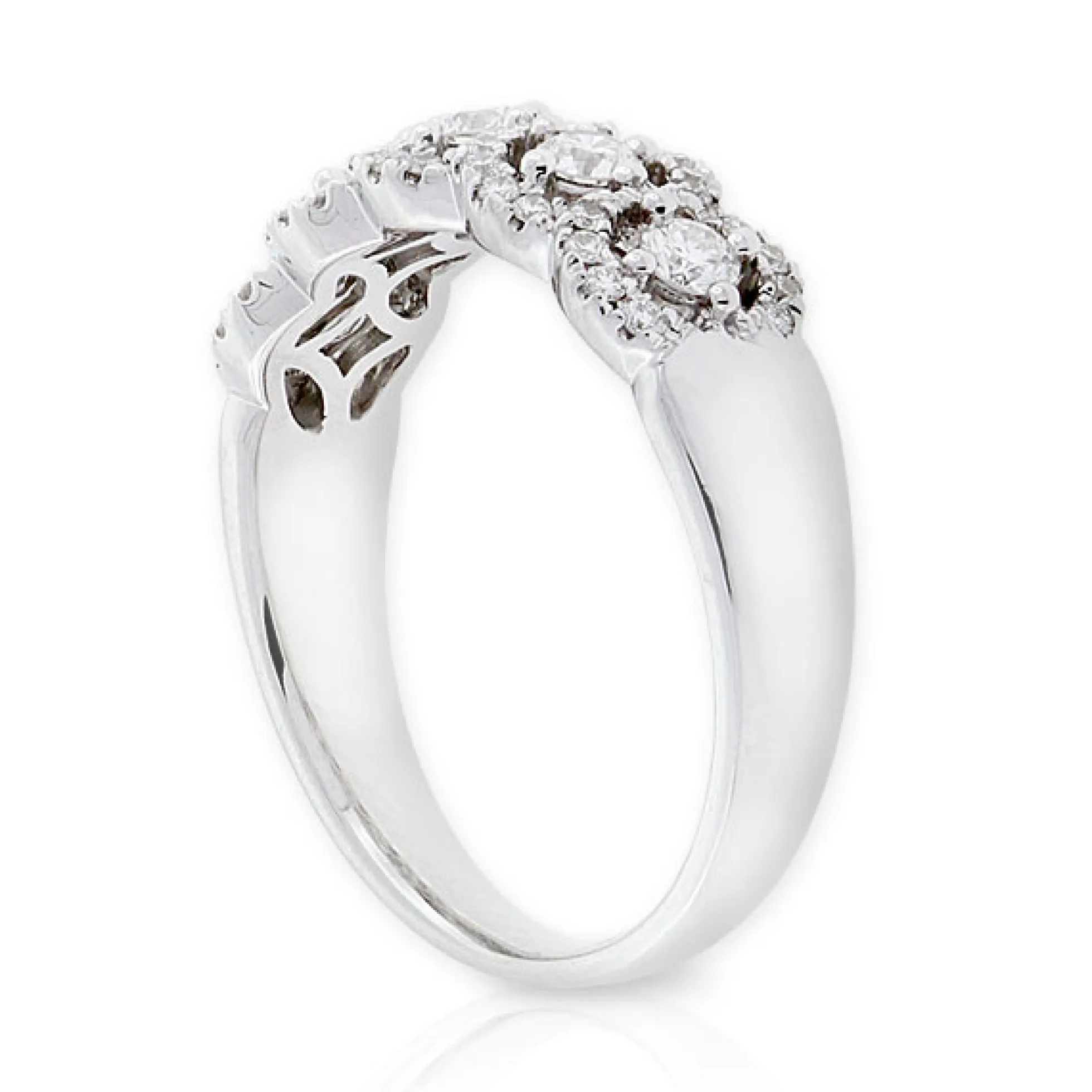 5-Stone Diamond Halo Ring 14K