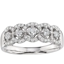 5-Stone Diamond Halo Ring 14K