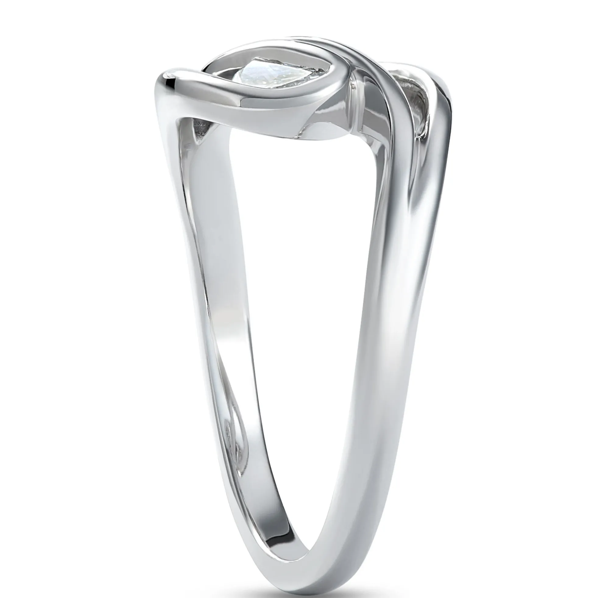 Swirling Half Moon Ring, ¼ Total Carat Weight, 14K White Gold