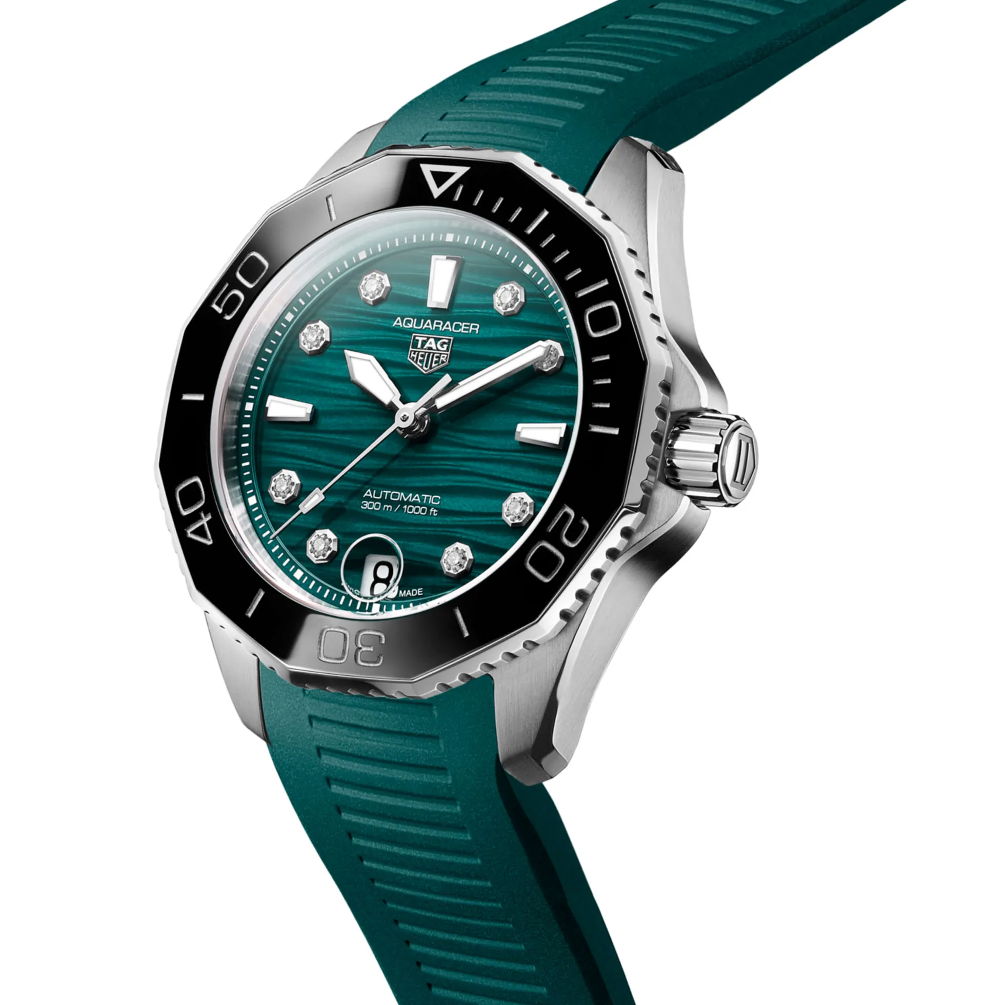 TAG Heuer Aquaracer Professional 300 Watch Steel Case Diamond-Studded Dial, 36mm