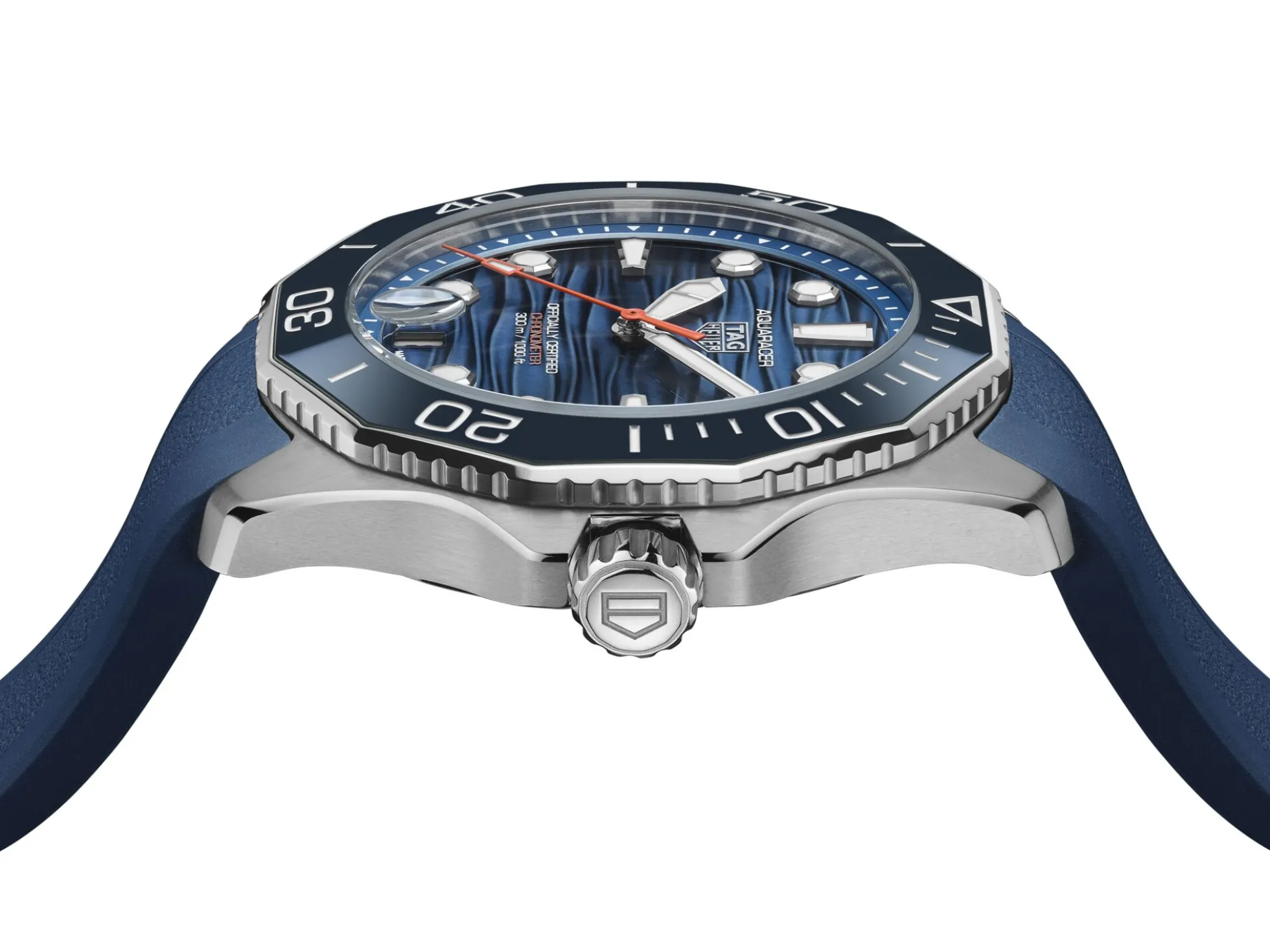 TAG Heuer Aquaracer Professional 300 Blue Dial Blue Rubber Strap Watch, 42mm