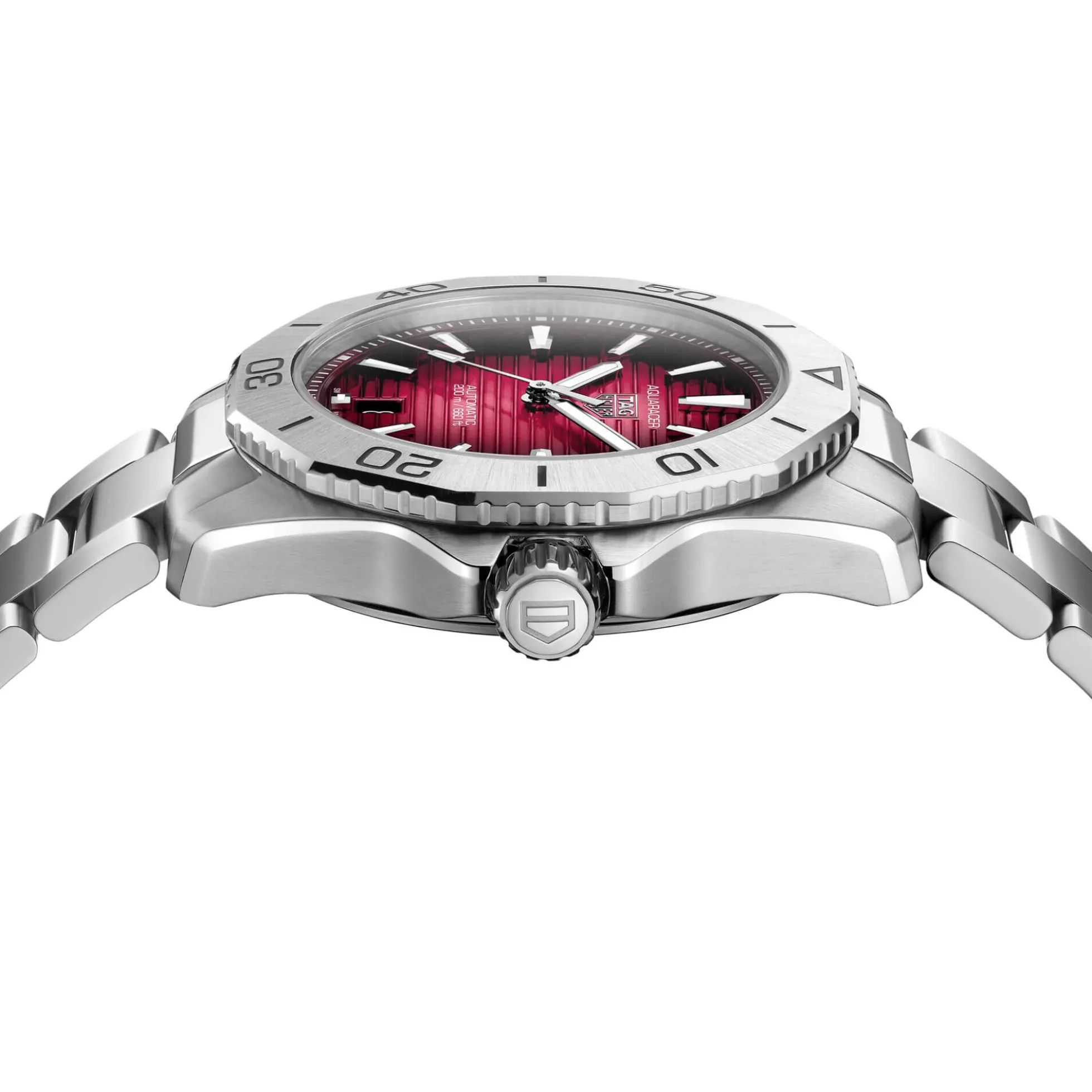 TAG Heuer Aquaracer Professional 200 Watch Red Dial Steel Bracelet, 40mm
