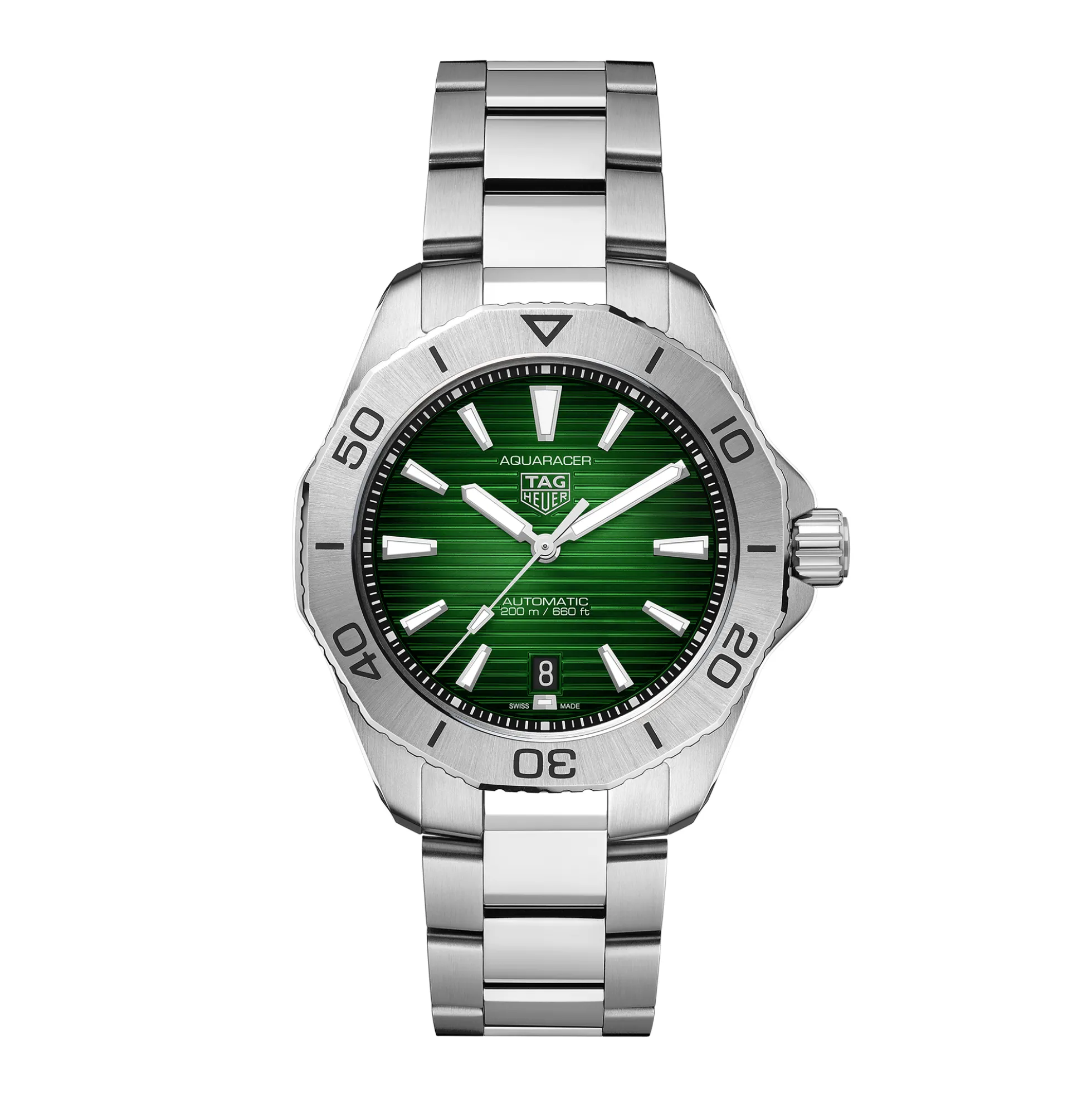 TAG Heuer Aquaracer Professional 200 Watch Green Dial Steel Bracelet, 40mm