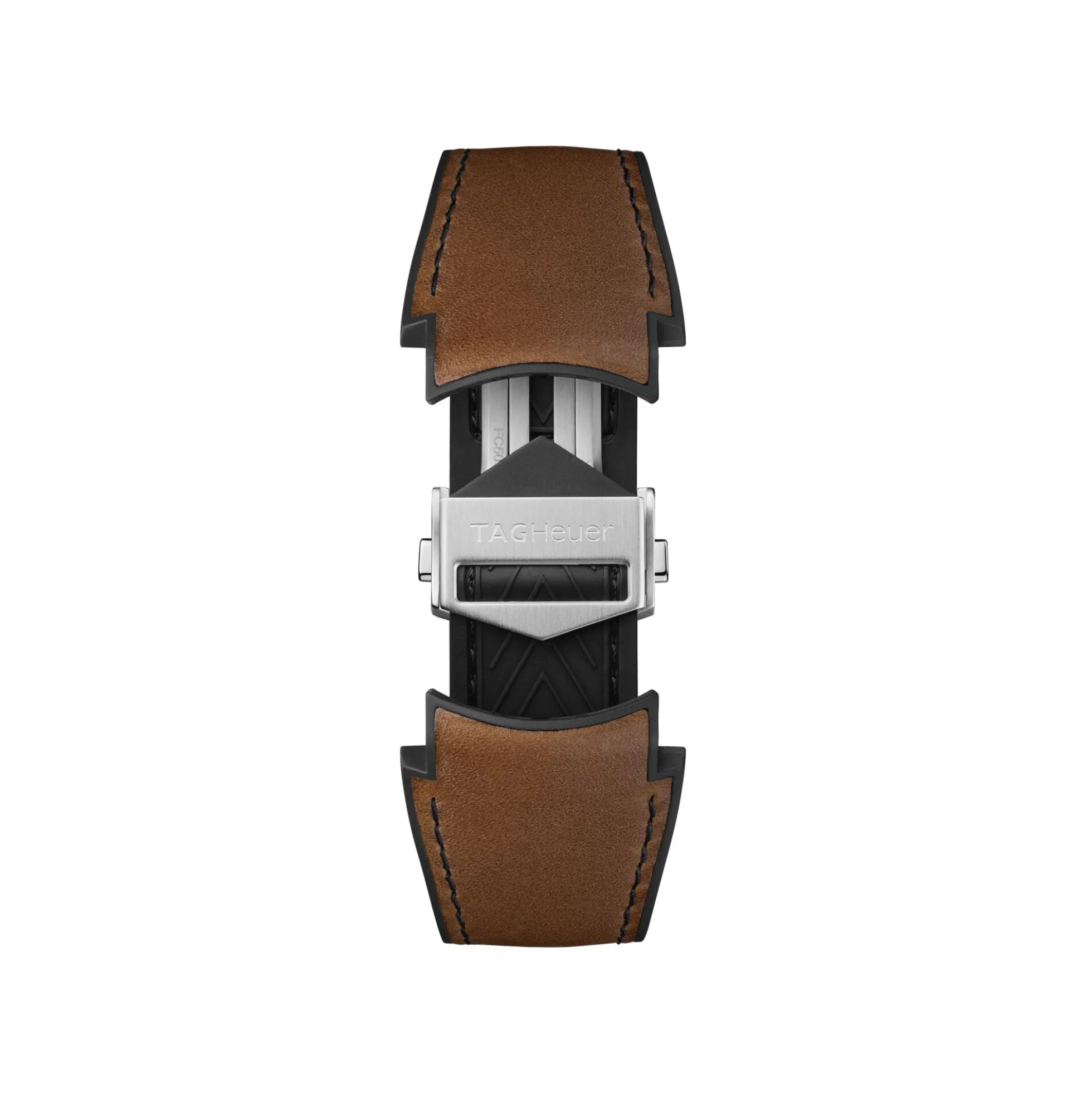 TAG Heuer Calibre E5 Brown Leather and Rubber Strap, 45mm