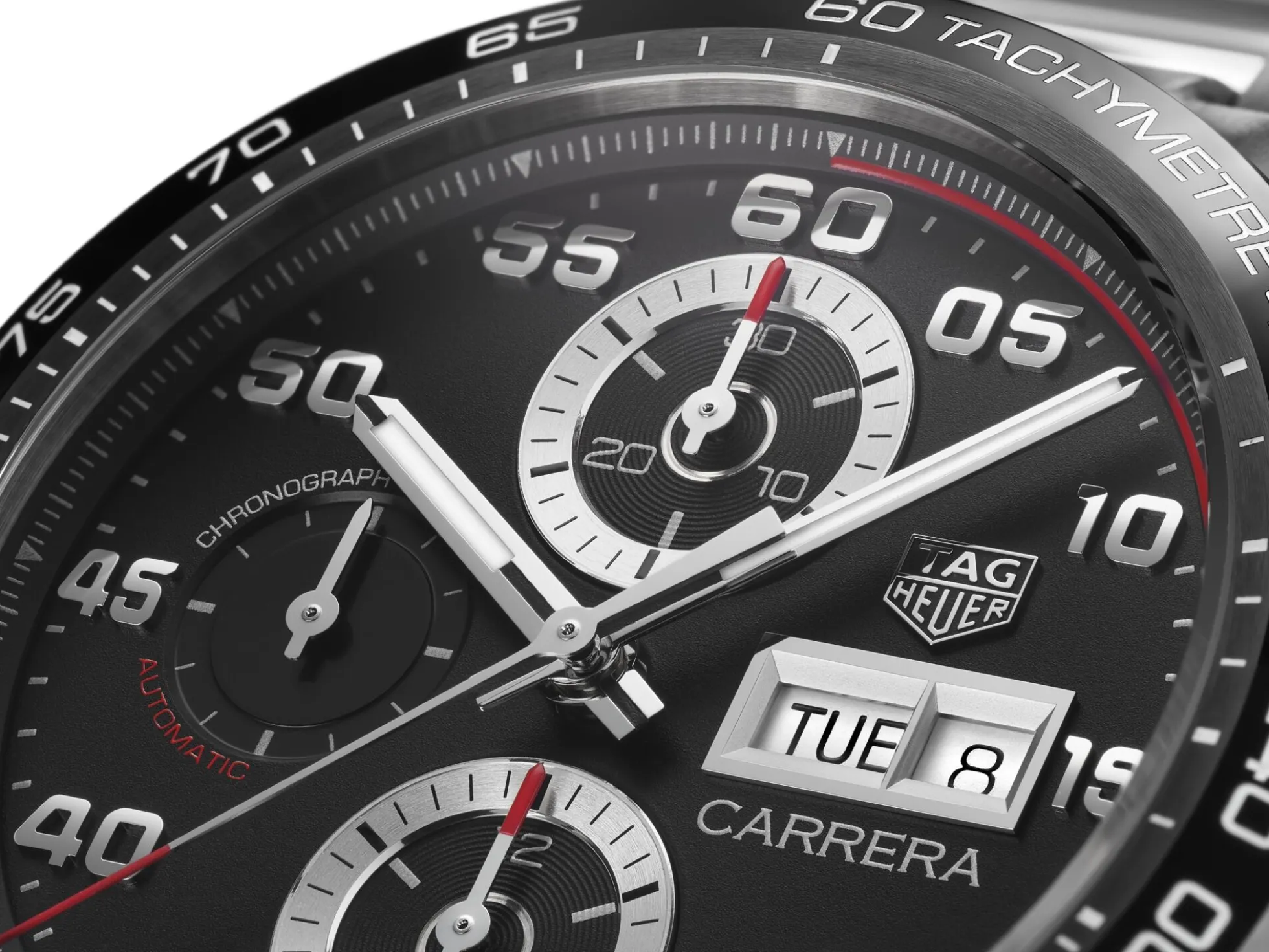 TAG Heuer Carrera Calibre 16 Watch Steel Case Black Dial, 44mm