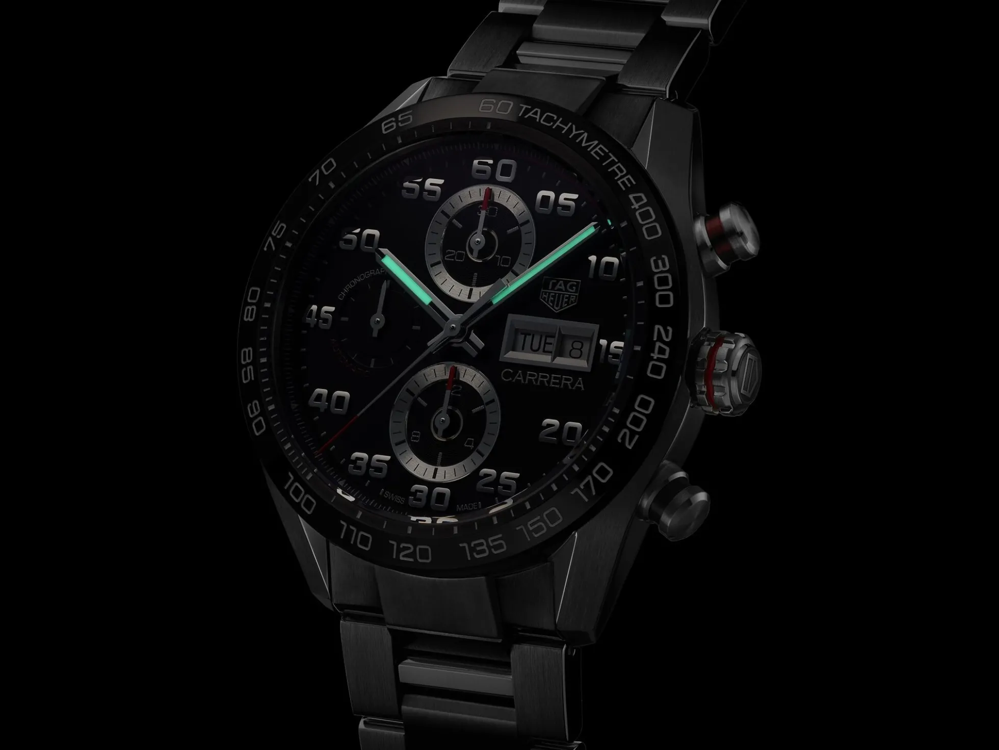 TAG Heuer Carrera Calibre 16 Watch Steel Case Black Dial, 44mm