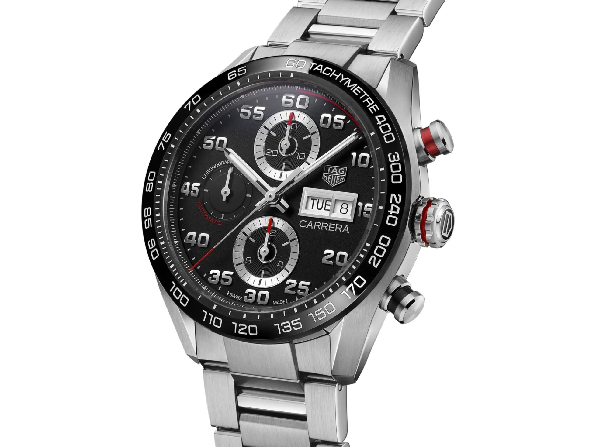 TAG Heuer Carrera Calibre 16 Watch Steel Case Black Dial, 44mm