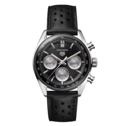 TAG Heuer Carrera Chronograph Watch Steel Case Black Dial, 39mm