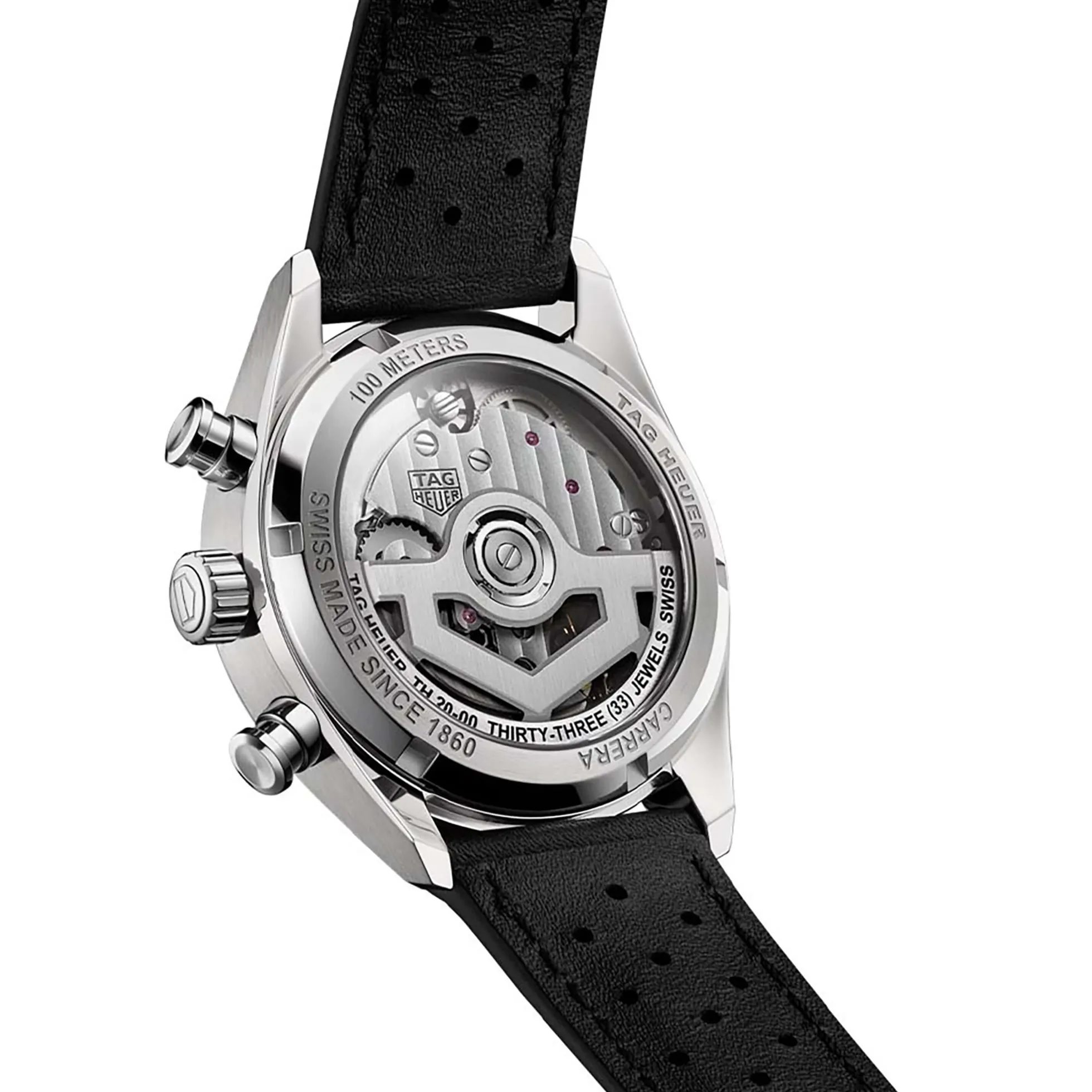 TAG Heuer Carrera Chronograph Watch Steel Case Black Dial, 39mm