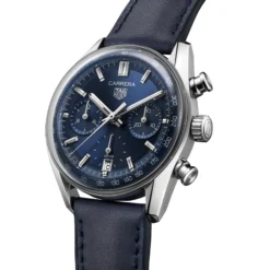 TAG Heuer Carrera Chronograph Watch Steel Case Blue Dial, 39mm
