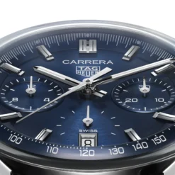 TAG Heuer Carrera Chronograph Watch Steel Case Blue Dial, 39mm