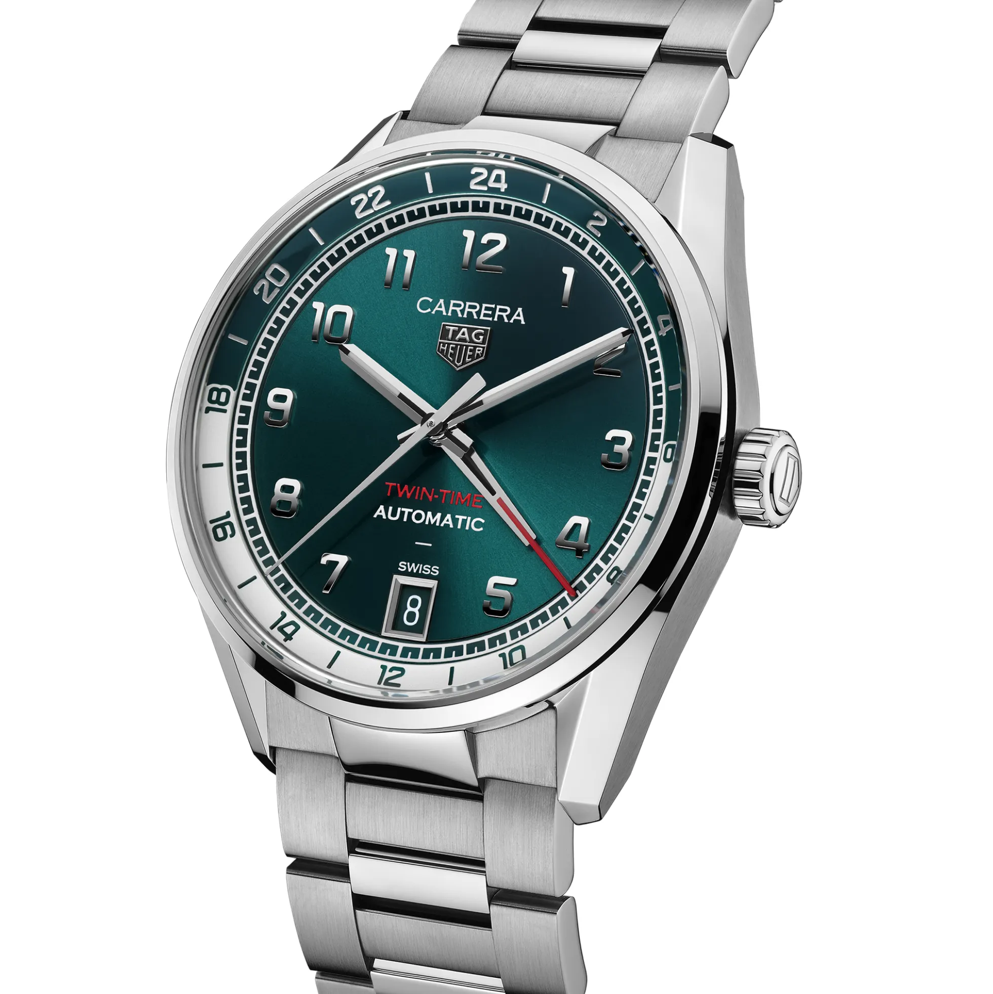 TAG Heuer Carrera Date Twin-Time Green Dial Watch, 41mm