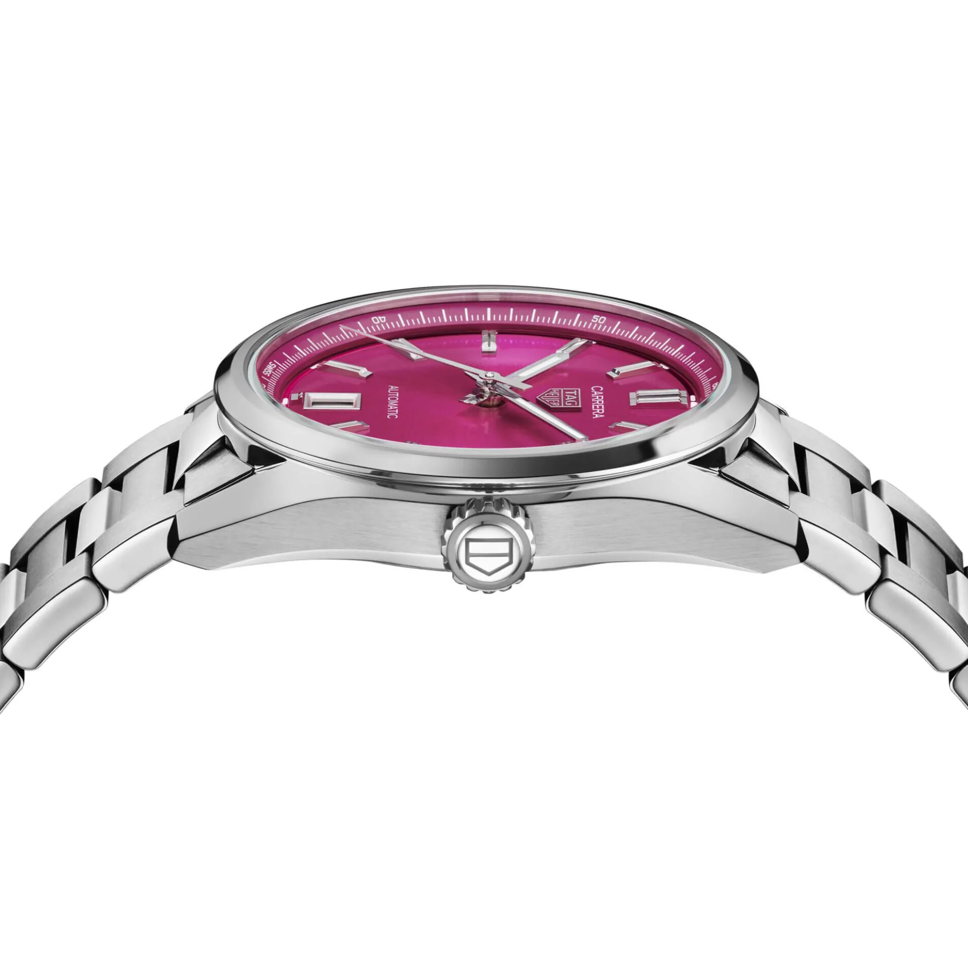 TAG Heuer Carrera Date Watch Pink Dial Steel Bracelet, 36mm
