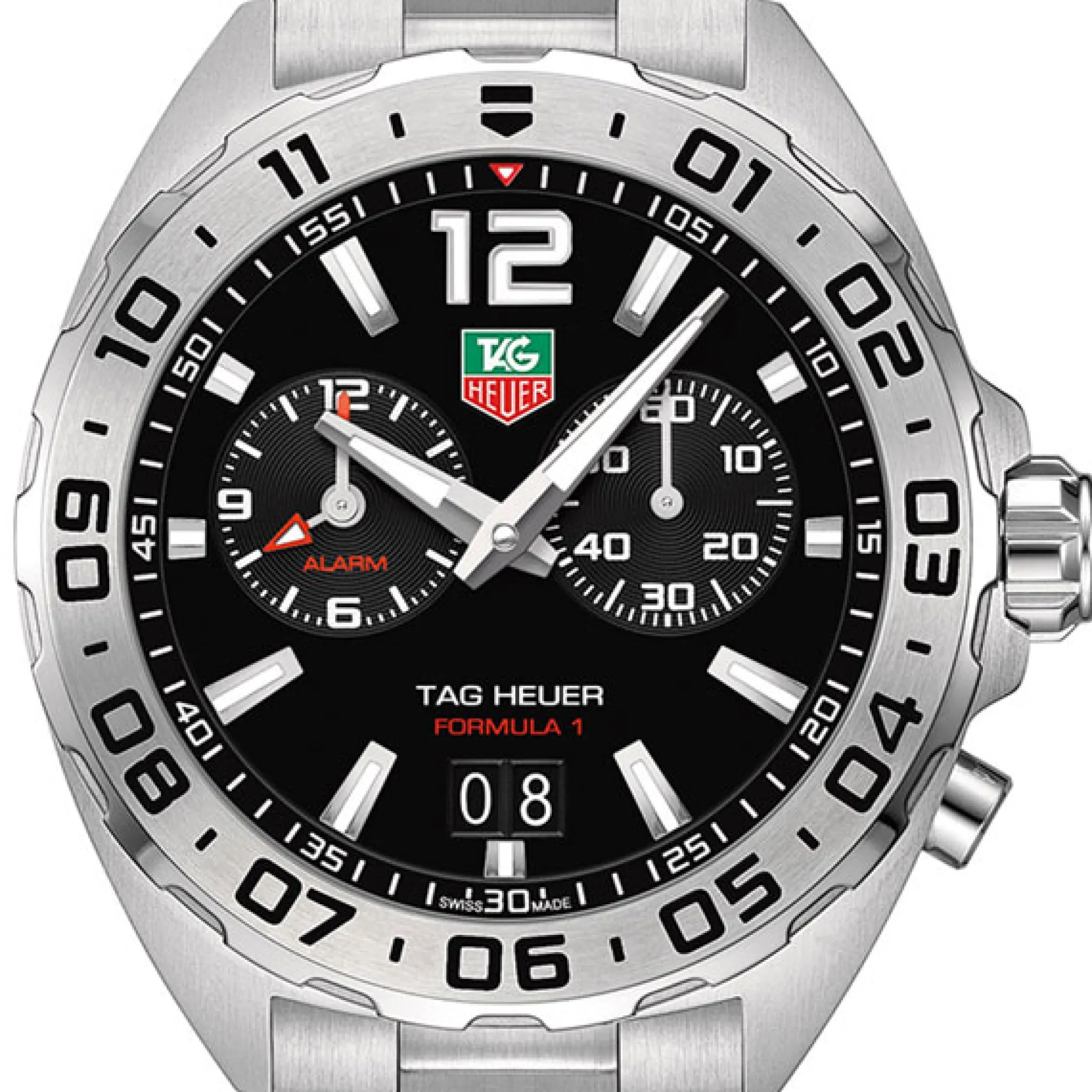 TAG Heuer Formula 1 Quartz Mens Black Steel Alarm Watch, 41mm