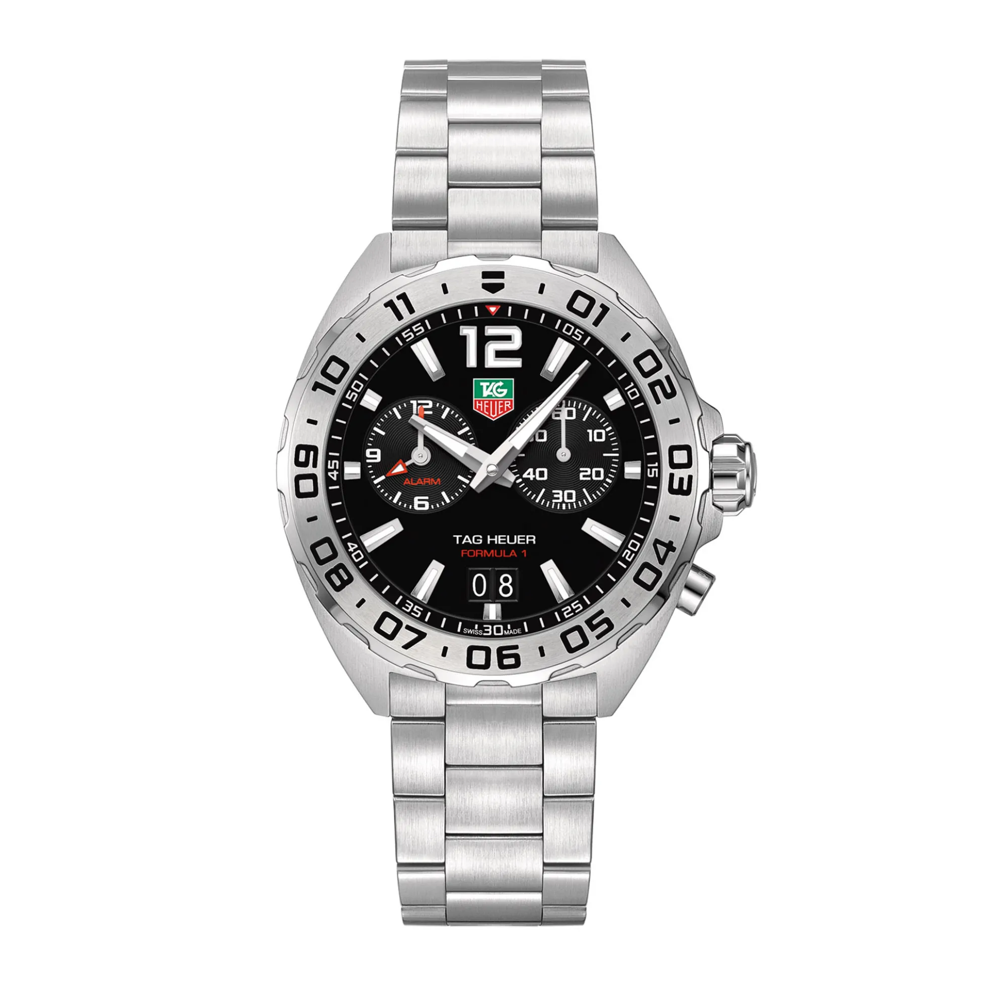 TAG Heuer Formula 1 Quartz Mens Black Steel Alarm Watch, 41mm