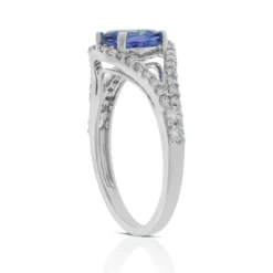 Tanzanite & Diamond Split-Shank Ring 14K