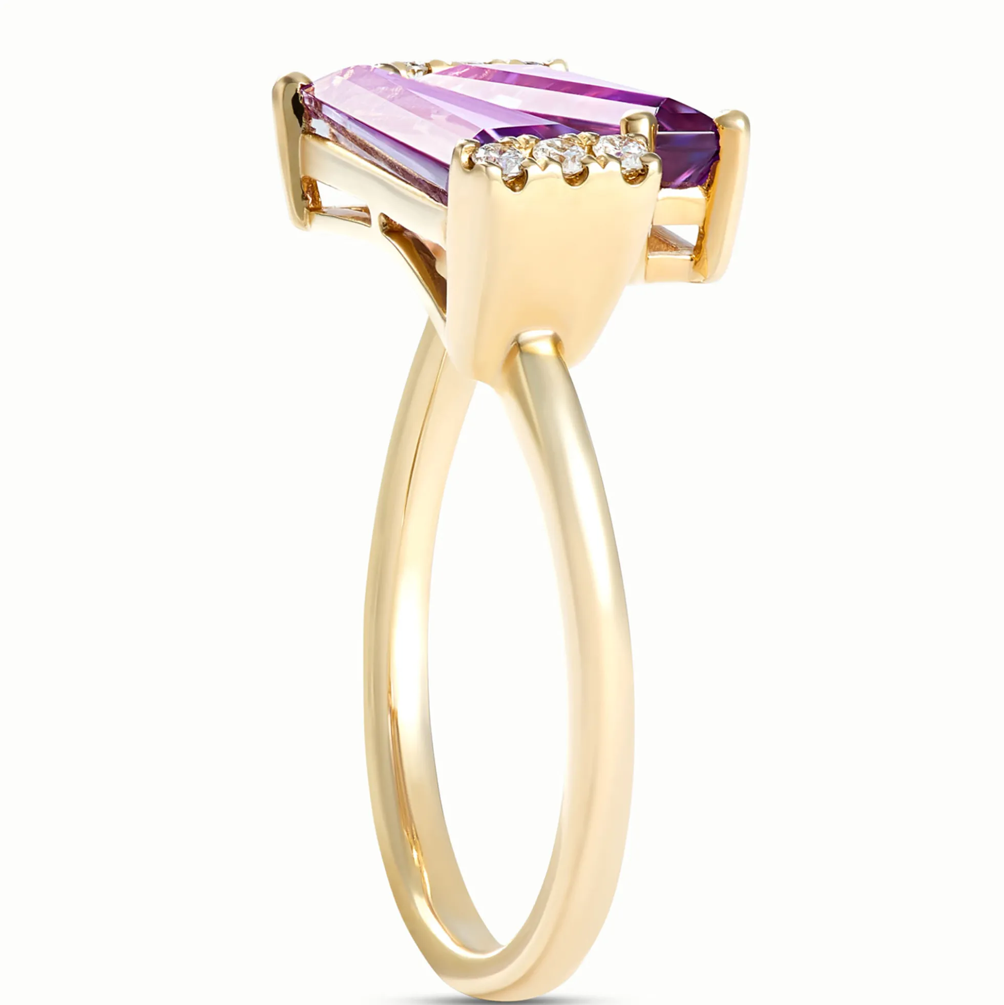 Tapered Amethyst Ring, 14K Yellow Gold