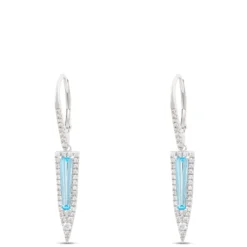 Tapered Blue Topaz Drop Earrings