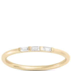 Three Baguette Diamond Ring, 14K Yellow Gold