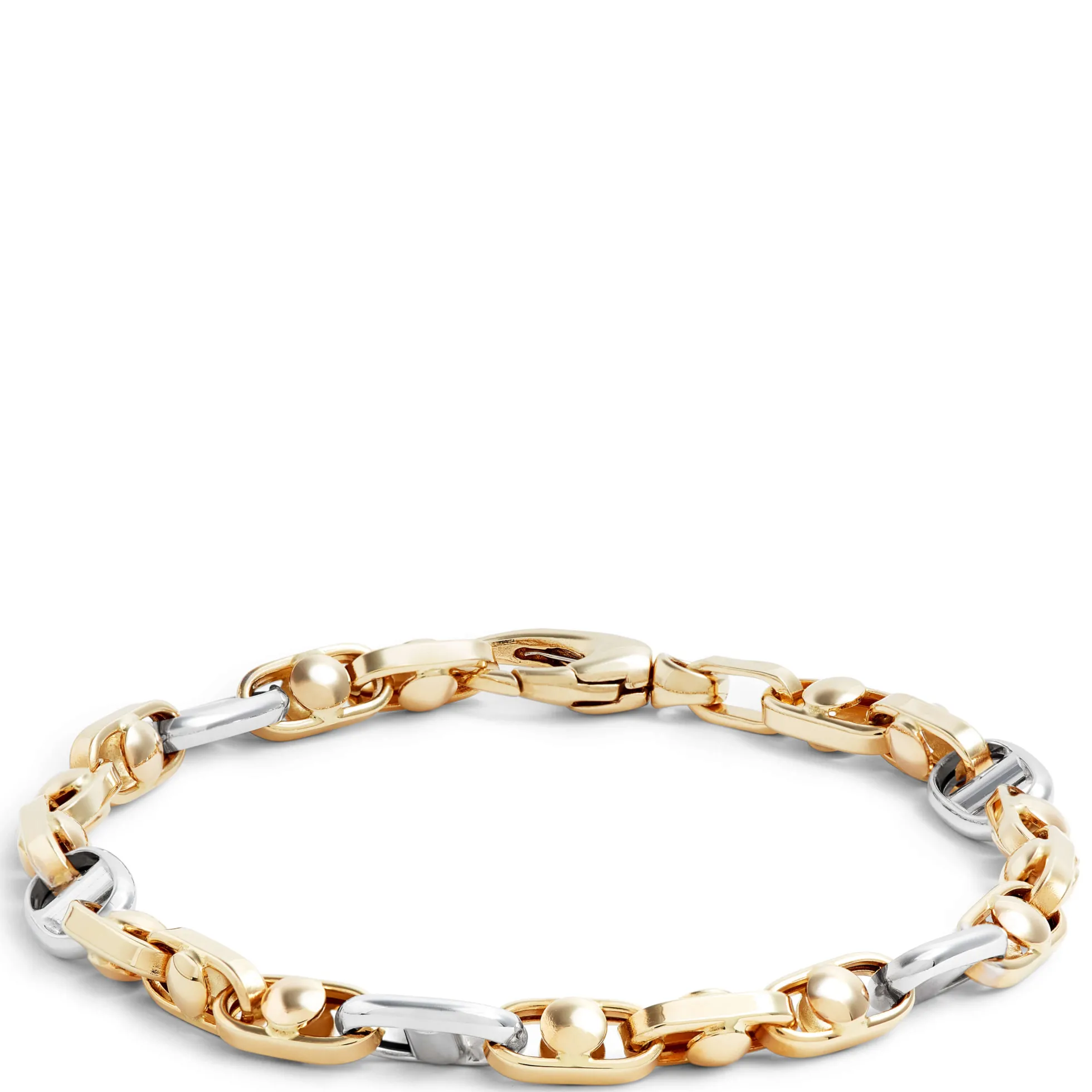 Toscano Anchor Link Two-Tone Bracelet, 14k White and Yellow Gold