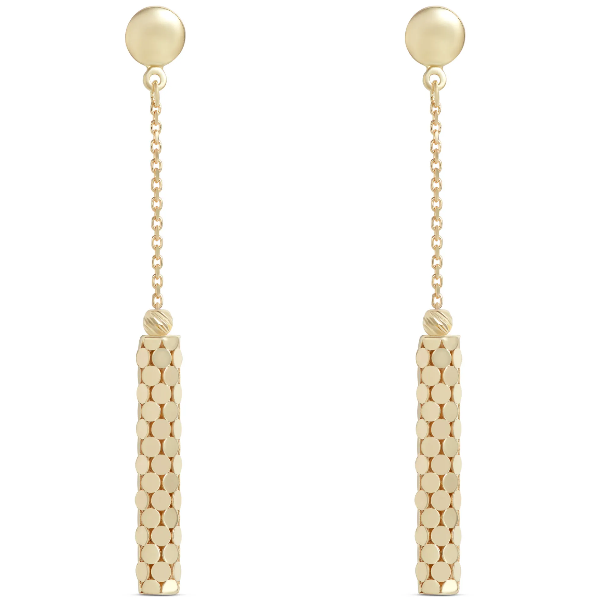 Toscano Beaded Cylinder Dangle Earrings, 14K Yellow Gold