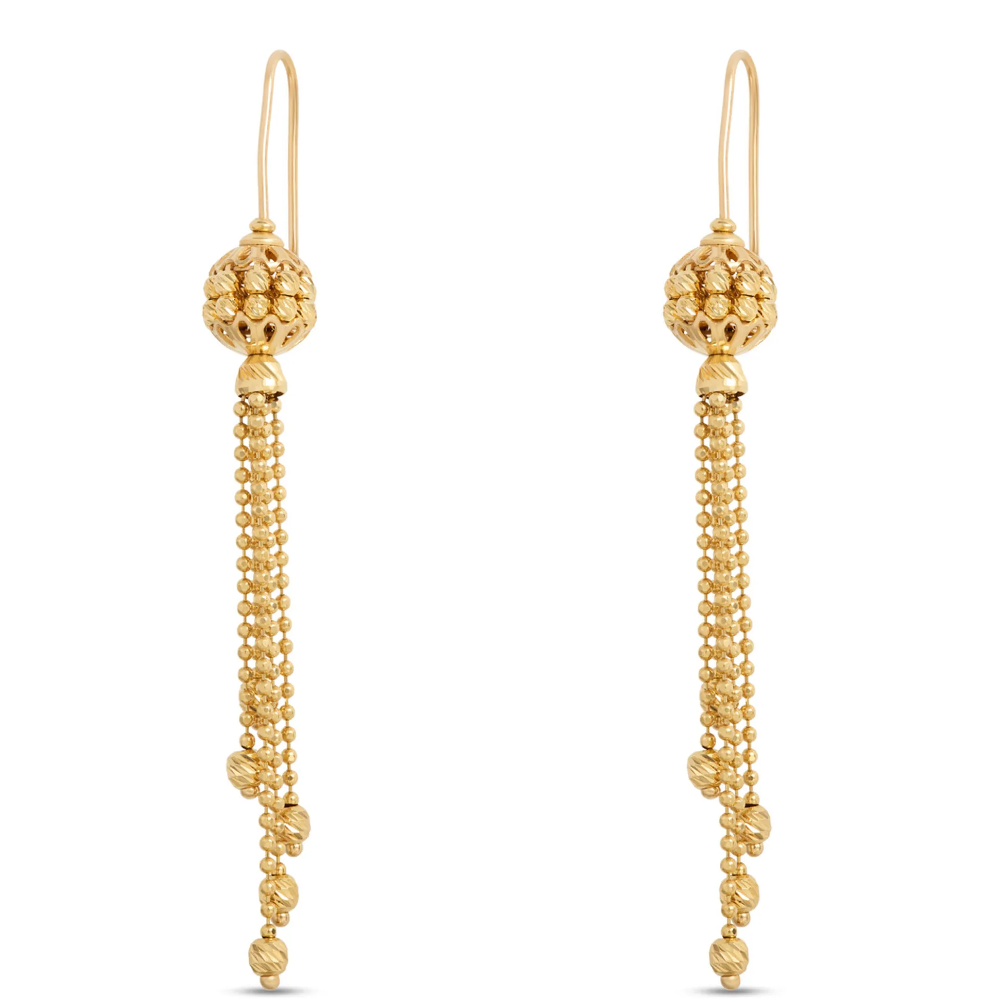 Toscano Beaded Dangle Earrings With Tassels, 14K Yellow Gold