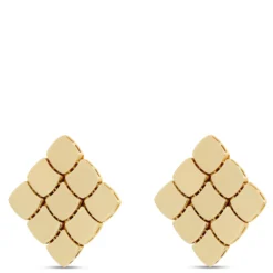 Toscano Checkerboard Post Earrings, 14K Yellow Gold