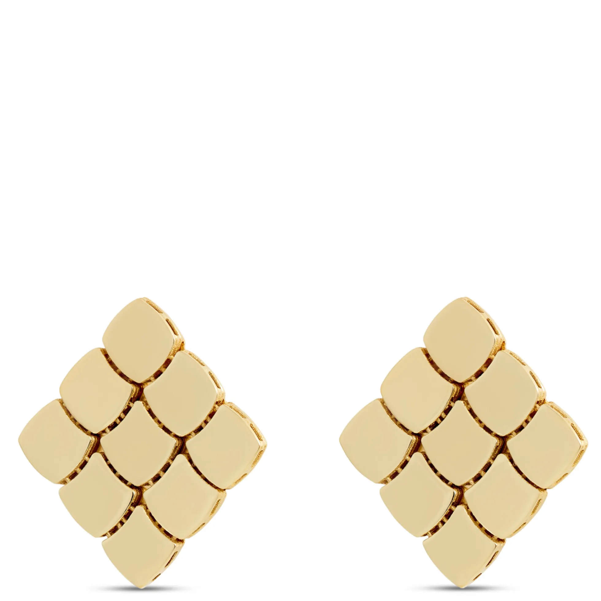 Toscano Checkerboard Post Earrings, 14K Yellow Gold