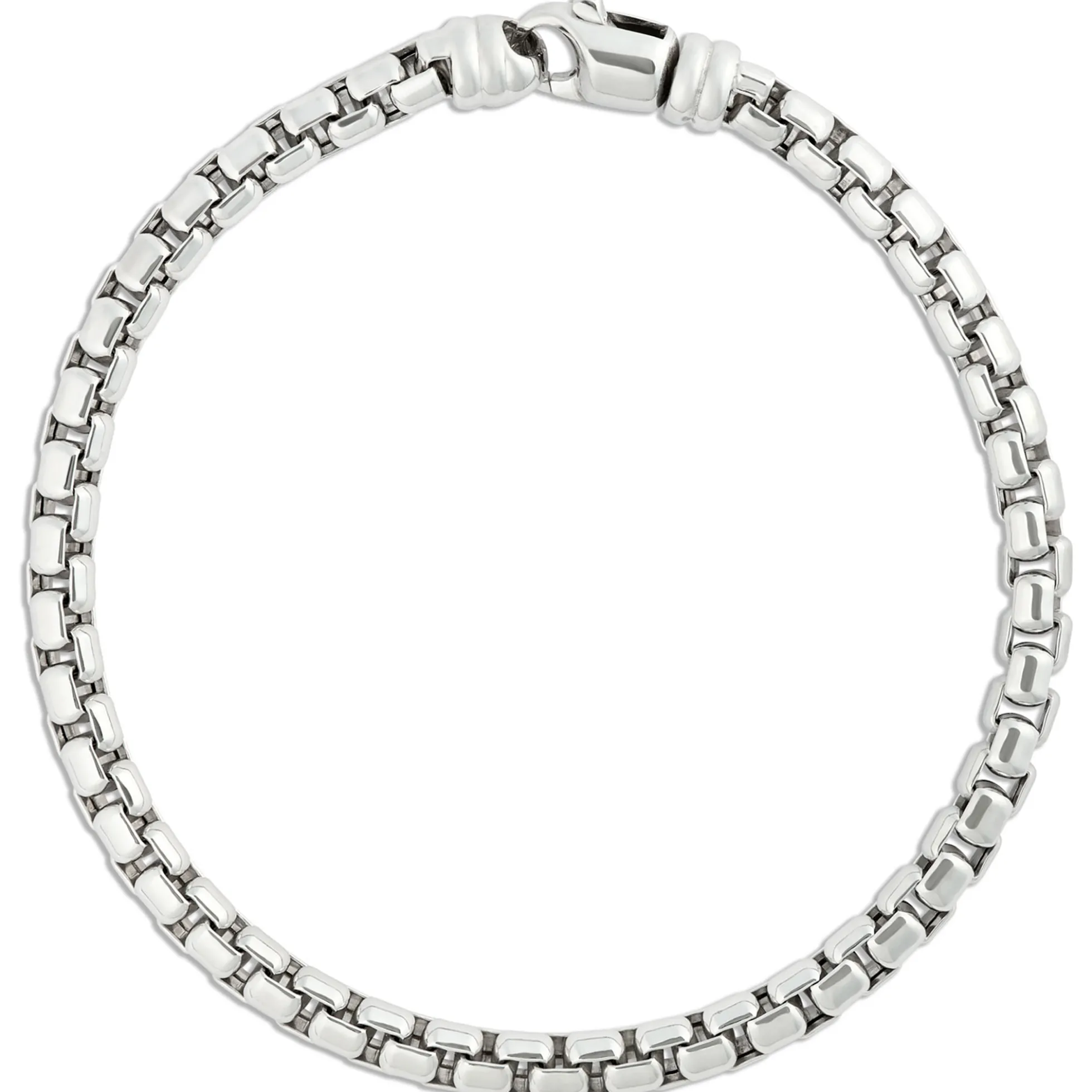 Toscano Classic Round Box Link Bracelet, Stainless Steel