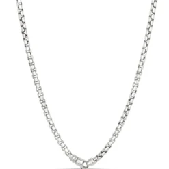 Toscano Classic Round Box Link Necklace, Sterling Silver