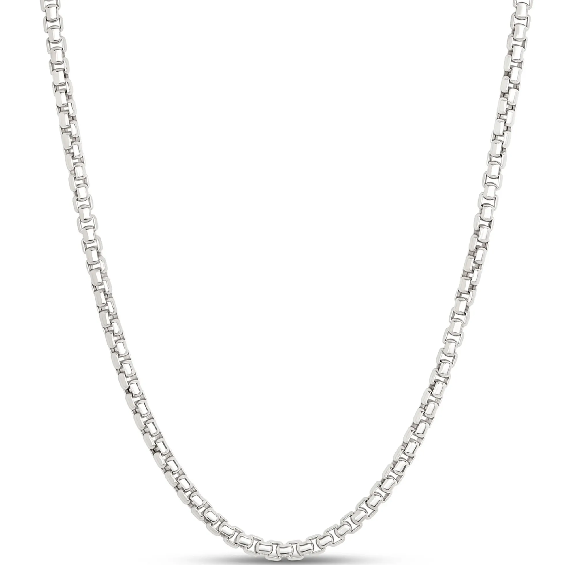 Toscano Classic Round Box Link Necklace, Sterling Silver