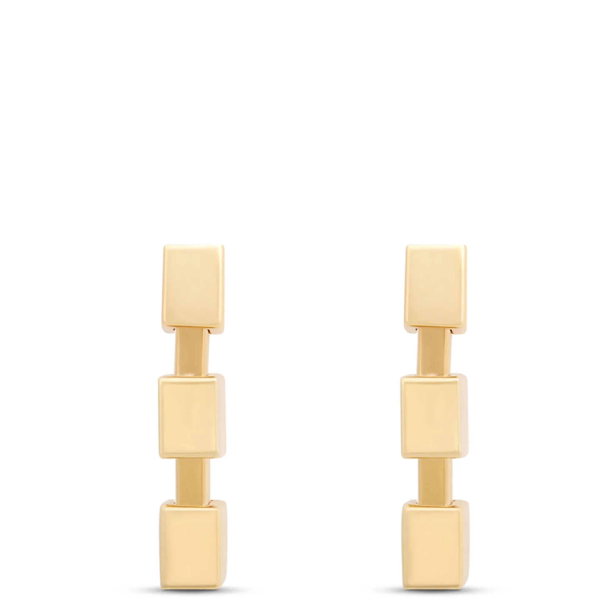 Toscano Cubic Linear Drop Earrings, 14K Yellow Gold