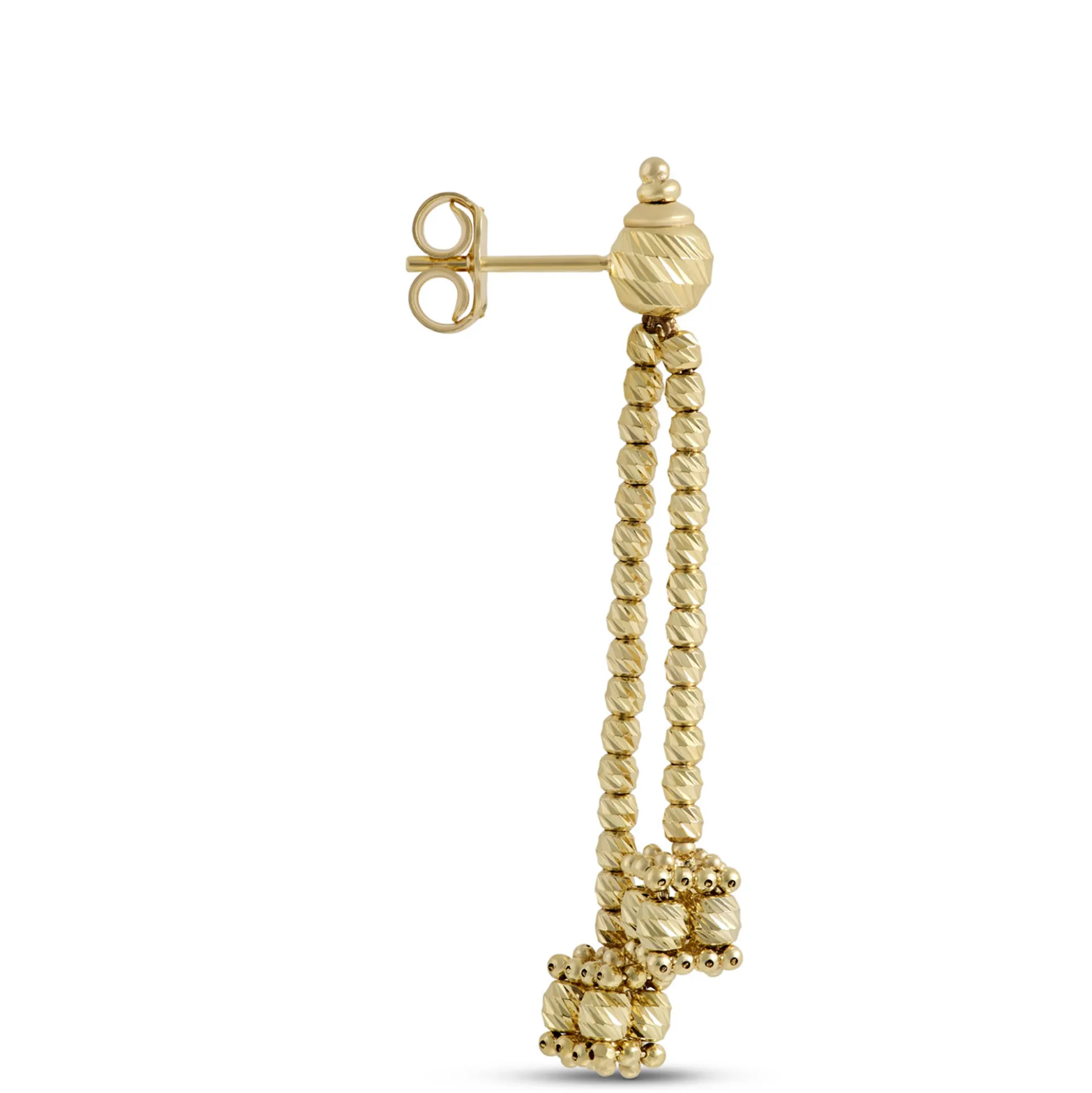 Toscano Double Beaded Drop Earrings, 14K Yellow Gold