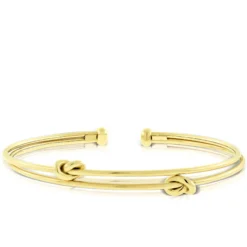Toscano Double Love Knot Cuff Bangle 14K