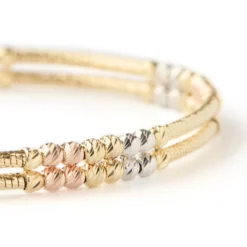 Toscano Double Row Flexy Station Bracelet, 14K Tri-Color Gold