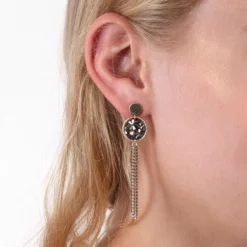 Toscano Floral Disc Earrings with Tassels 14K