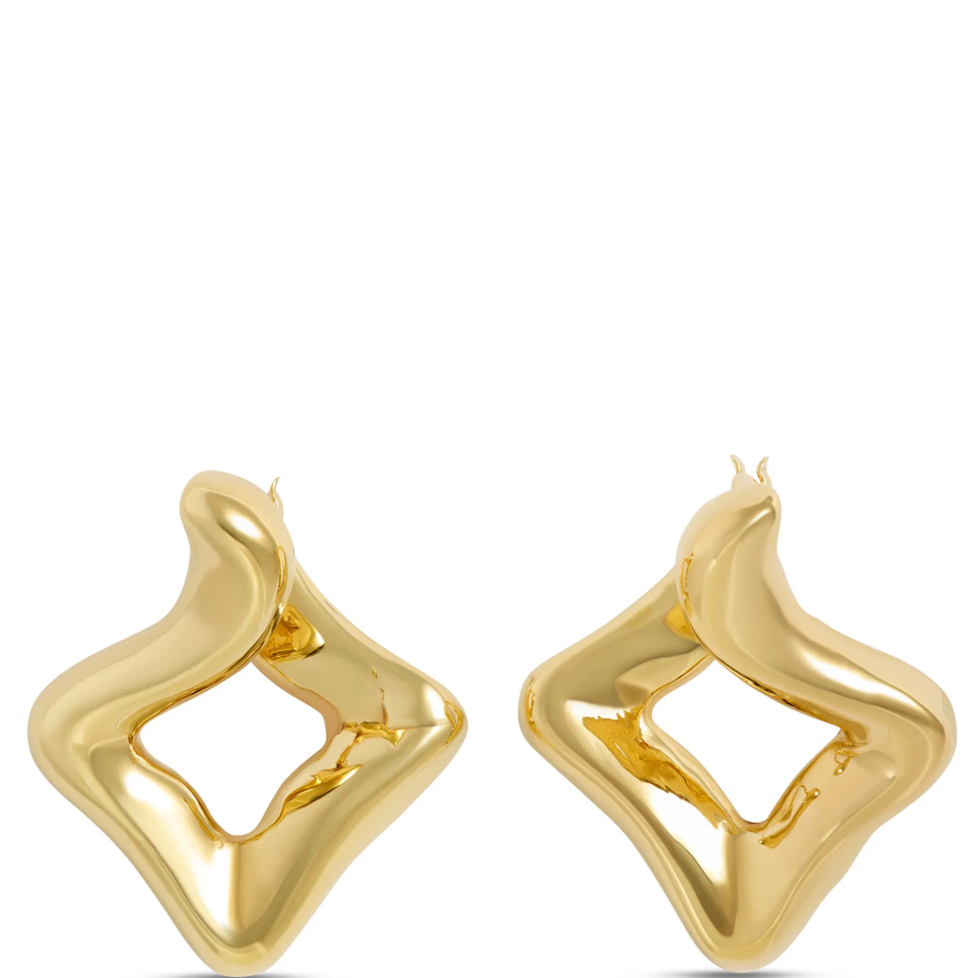Toscano Front to Back Geo Shaped Hoops, 14K Yellow Gold