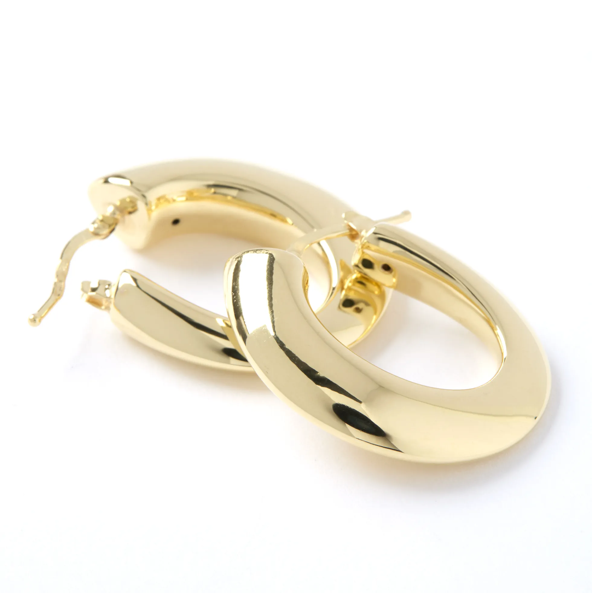 Toscano Graduated Oval Hoop Earrings, 14K Yellow gold
