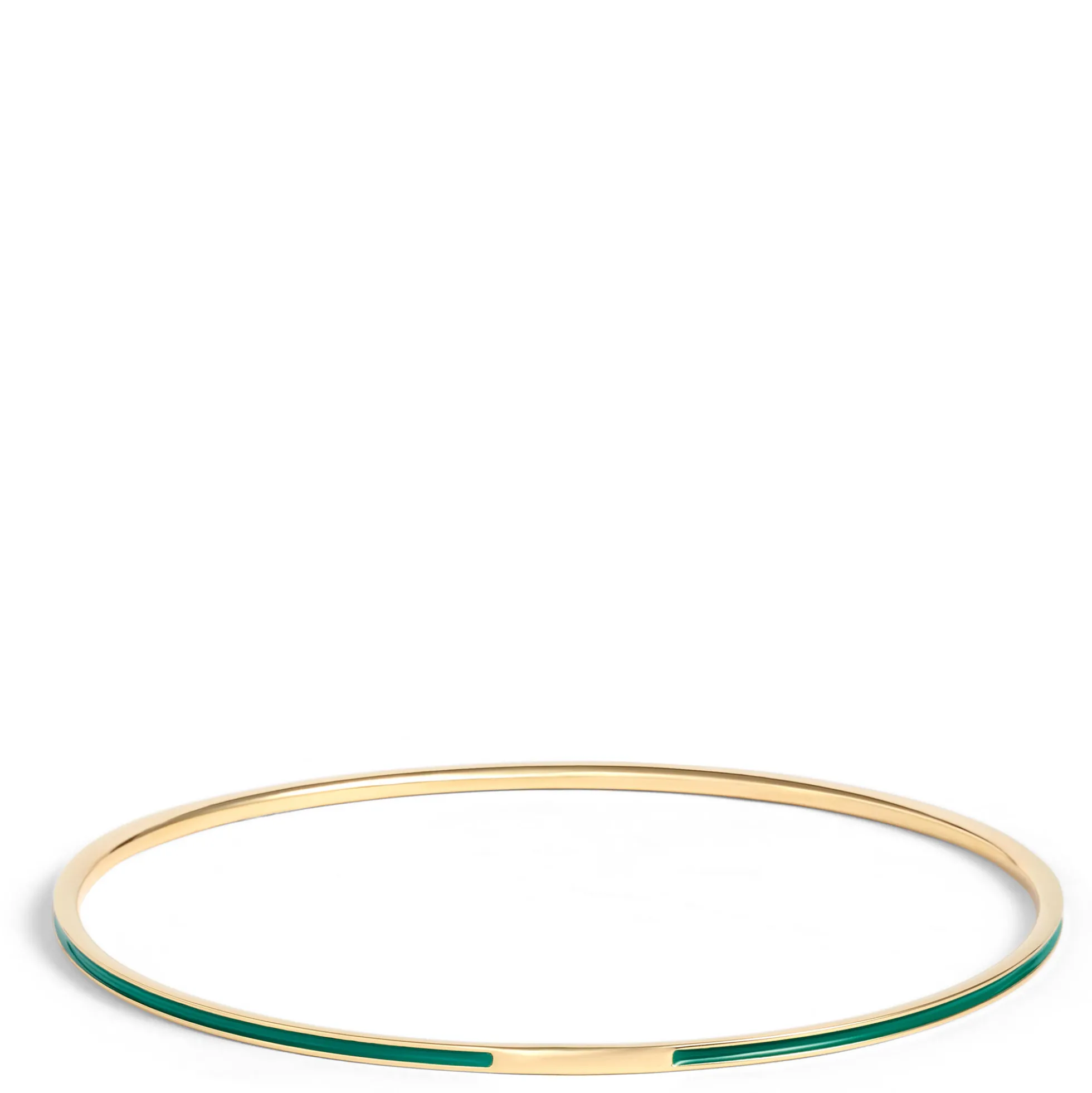 Toscano Green Enamel Slip On Bangle, 14K Yellow Gold