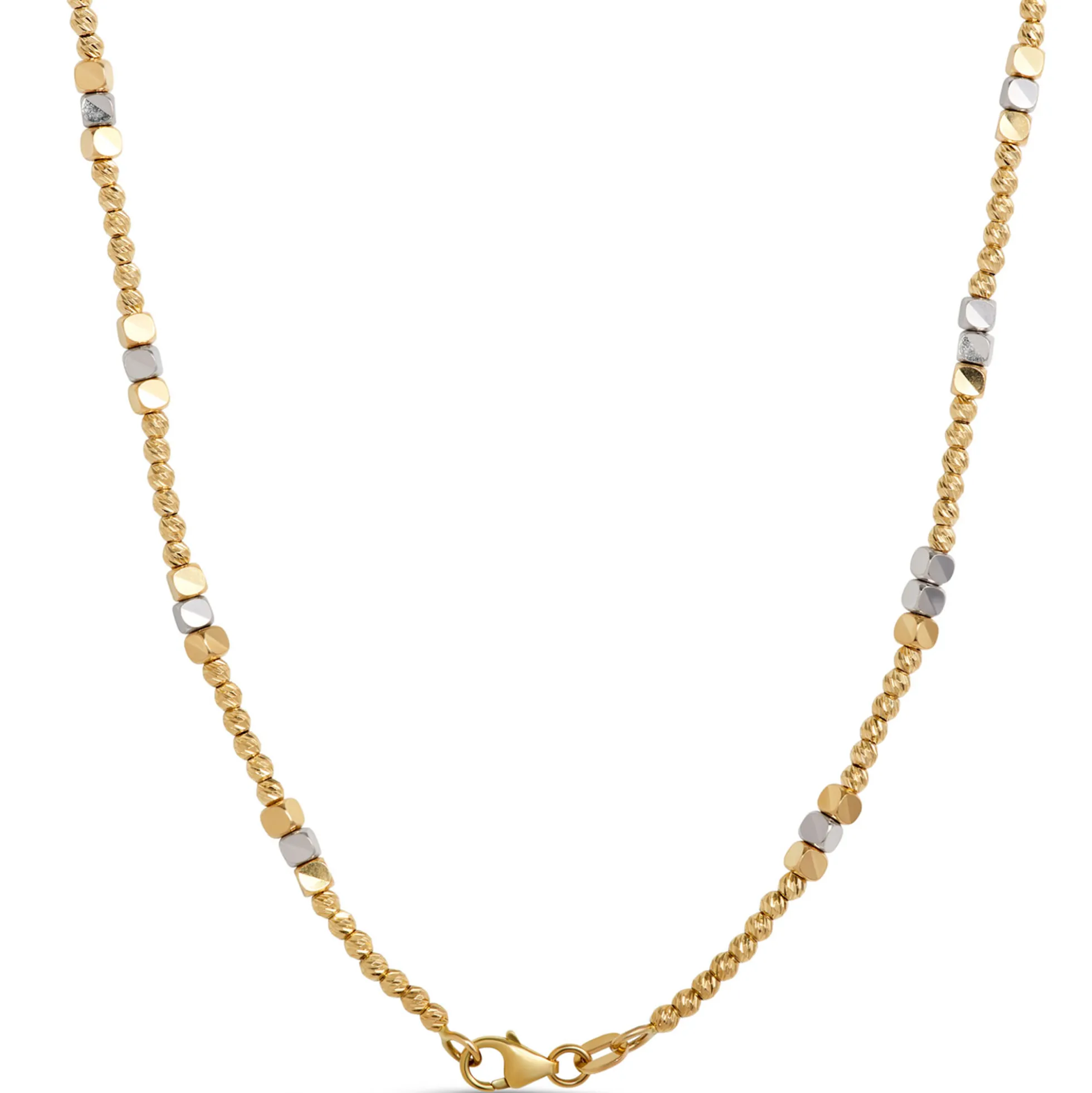 Toscano 18-Inch Alternating Bead Necklace, 14K Yellow Gold