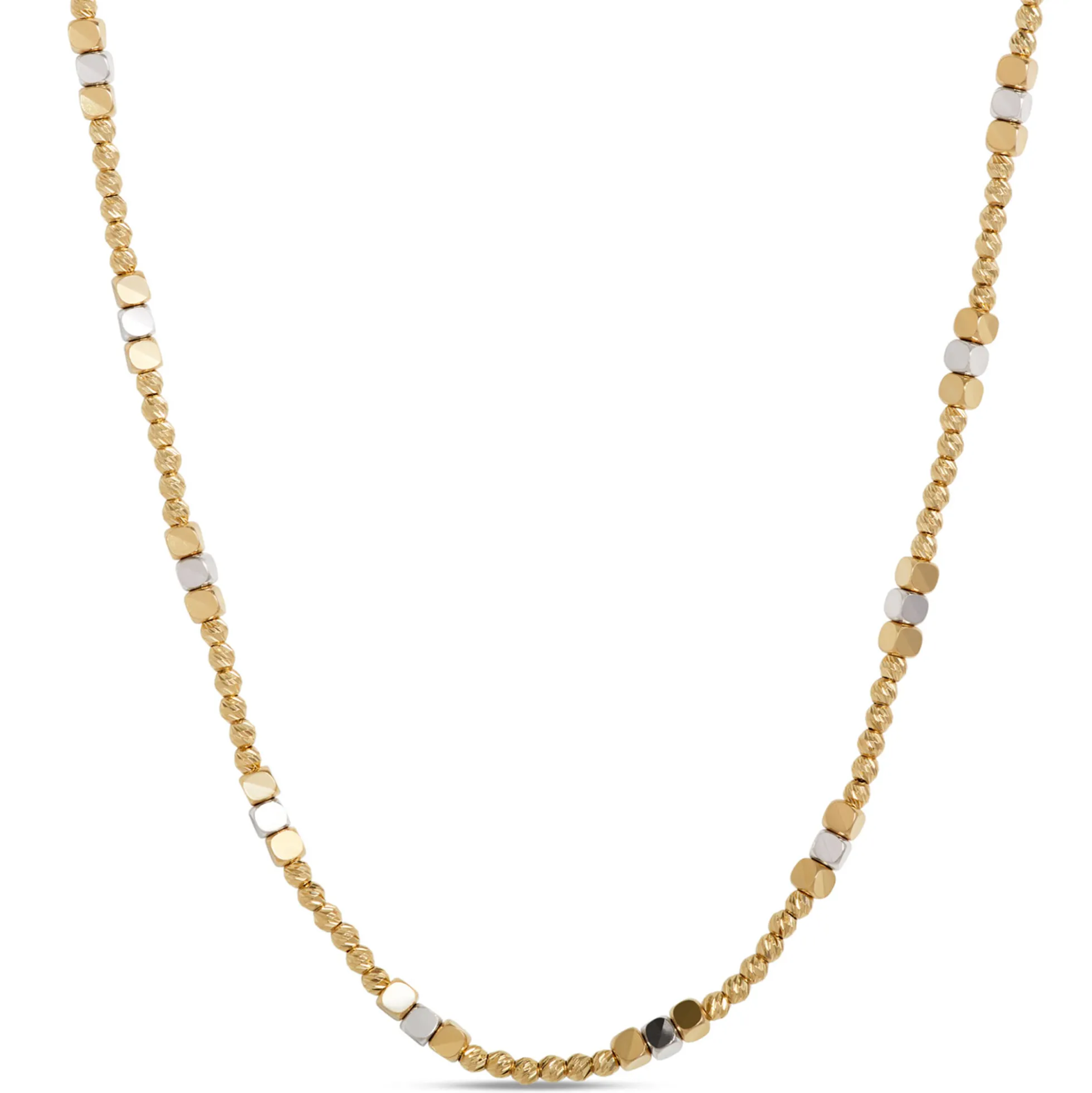 Toscano 18-Inch Alternating Bead Necklace, 14K Yellow Gold